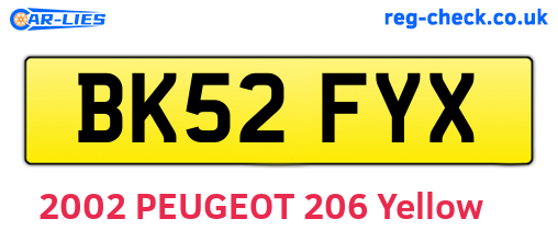 BK52FYX are the vehicle registration plates.
