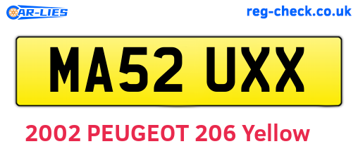 MA52UXX are the vehicle registration plates.