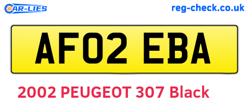 AF02EBA are the vehicle registration plates.
