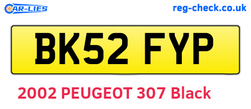 BK52FYP are the vehicle registration plates.