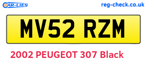 MV52RZM are the vehicle registration plates.
