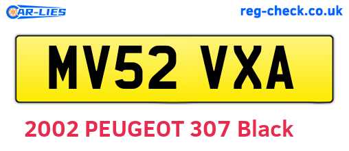 MV52VXA are the vehicle registration plates.