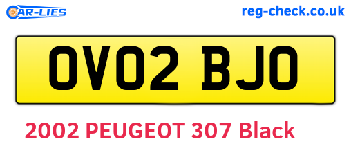 OV02BJO are the vehicle registration plates.