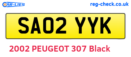 SA02YYK are the vehicle registration plates.