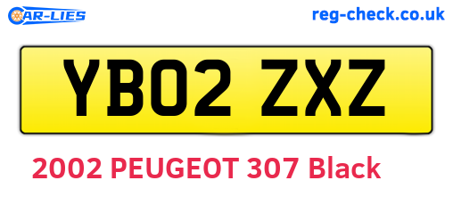 YB02ZXZ are the vehicle registration plates.