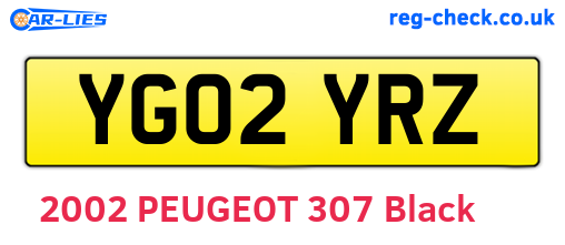 YG02YRZ are the vehicle registration plates.