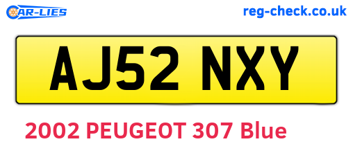 AJ52NXY are the vehicle registration plates.