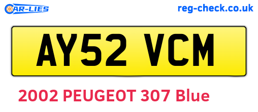 AY52VCM are the vehicle registration plates.