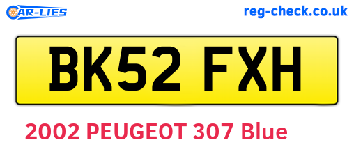 BK52FXH are the vehicle registration plates.