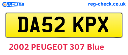 DA52KPX are the vehicle registration plates.