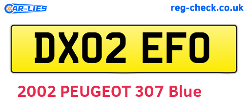 DX02EFO are the vehicle registration plates.