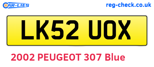 LK52UOX are the vehicle registration plates.