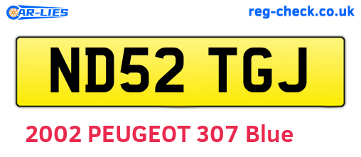 ND52TGJ are the vehicle registration plates.