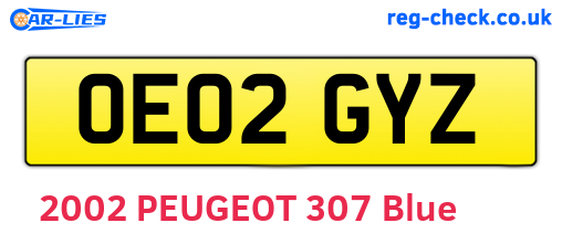 OE02GYZ are the vehicle registration plates.