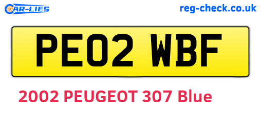 PE02WBF are the vehicle registration plates.