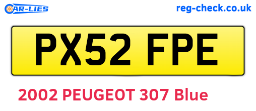 PX52FPE are the vehicle registration plates.