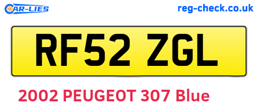 RF52ZGL are the vehicle registration plates.