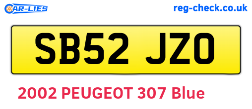 SB52JZO are the vehicle registration plates.