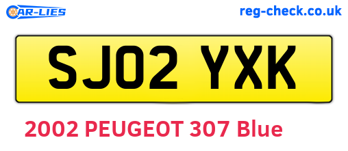 SJ02YXK are the vehicle registration plates.