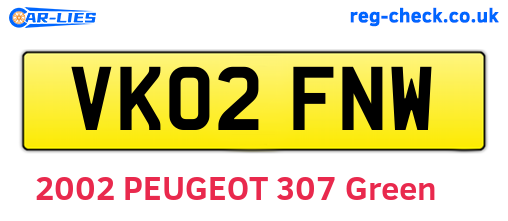VK02FNW are the vehicle registration plates.
