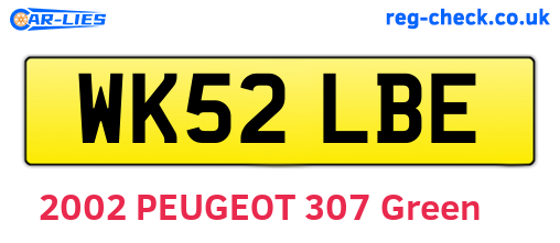 WK52LBE are the vehicle registration plates.