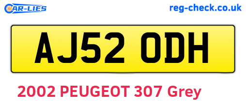 AJ52ODH are the vehicle registration plates.