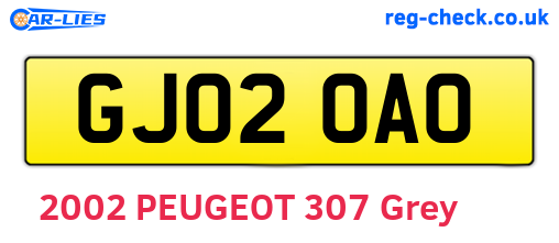 GJ02OAO are the vehicle registration plates.