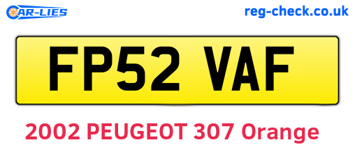FP52VAF are the vehicle registration plates.