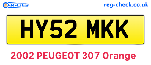HY52MKK are the vehicle registration plates.