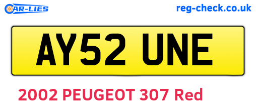 AY52UNE are the vehicle registration plates.