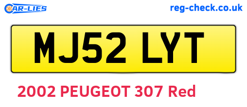 MJ52LYT are the vehicle registration plates.