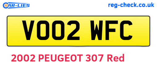 VO02WFC are the vehicle registration plates.