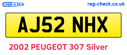 AJ52NHX are the vehicle registration plates.