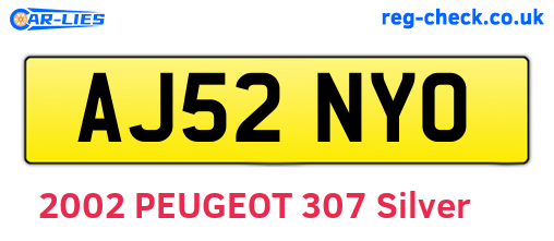 AJ52NYO are the vehicle registration plates.
