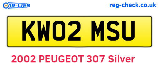 KW02MSU are the vehicle registration plates.