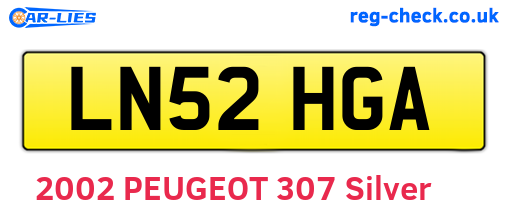 LN52HGA are the vehicle registration plates.