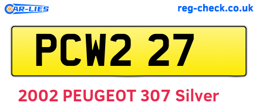 PCW227 are the vehicle registration plates.