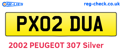 PX02DUA are the vehicle registration plates.