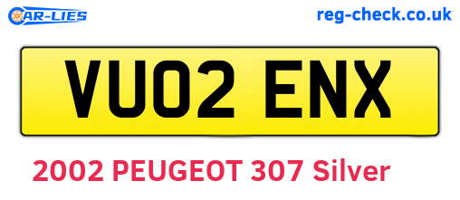 VU02ENX are the vehicle registration plates.