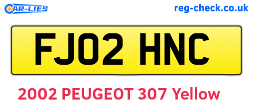 FJ02HNC are the vehicle registration plates.