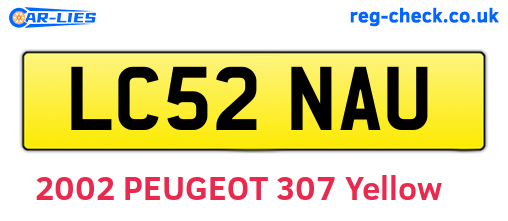 LC52NAU are the vehicle registration plates.