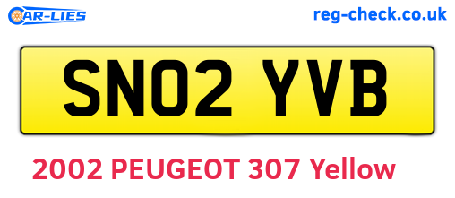 SN02YVB are the vehicle registration plates.