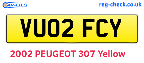 VU02FCY are the vehicle registration plates.