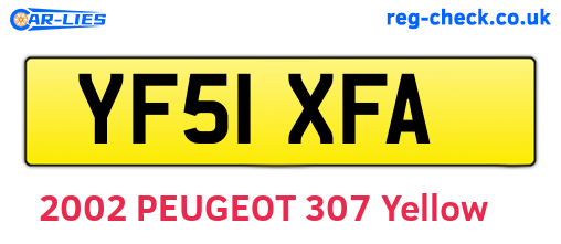 YF51XFA are the vehicle registration plates.