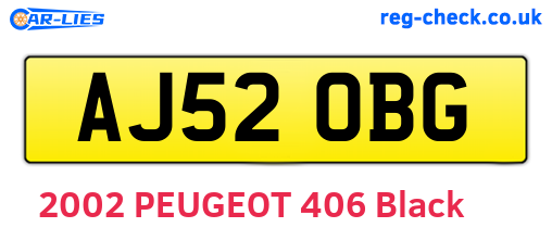 AJ52OBG are the vehicle registration plates.