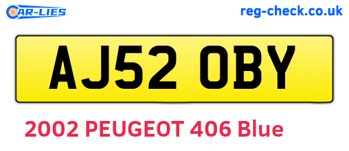 AJ52OBY are the vehicle registration plates.