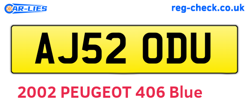 AJ52ODU are the vehicle registration plates.