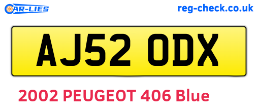 AJ52ODX are the vehicle registration plates.