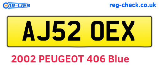 AJ52OEX are the vehicle registration plates.