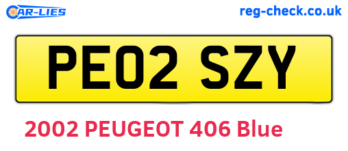PE02SZY are the vehicle registration plates.